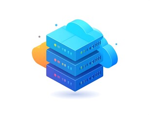 Cloud computing graphic, servers in a cloud