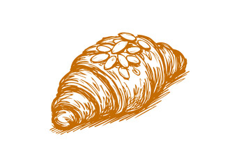 Croissant hand drawn sketch vector illustration