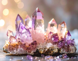 Cluster of amethyst crystals