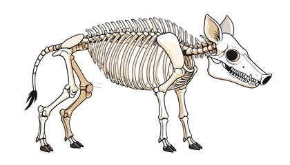 Cartoon pig skeleton, profile view