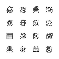 Set of Communication Icons - Technology and Connection Symbols