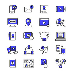 Social Media and Digital Communication Icon Set for Web and Mobile Applications