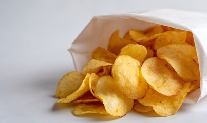 potato chips in a bag, a bright and simple background