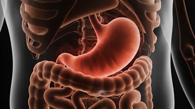 Human Digestive System Anatomy Illustration for Medical Education.