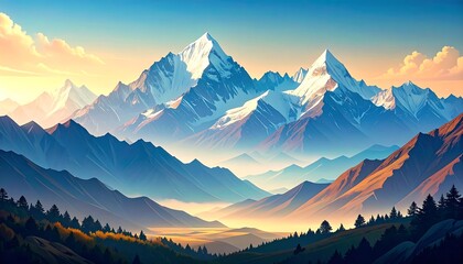 Majestic mountain range at sunset (1)