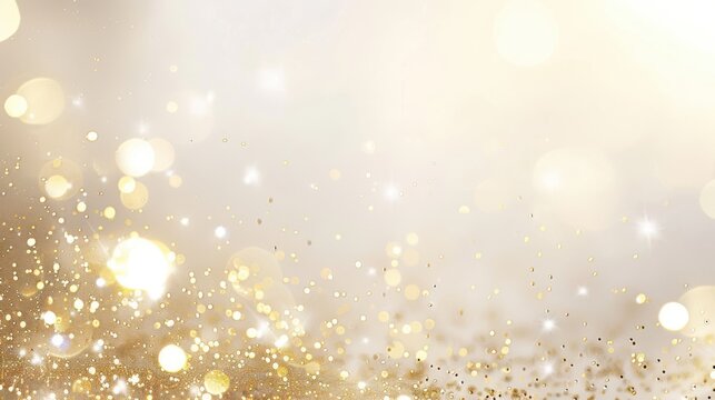 Shimmering Golden Glitter Background with Soft Bokeh Lights