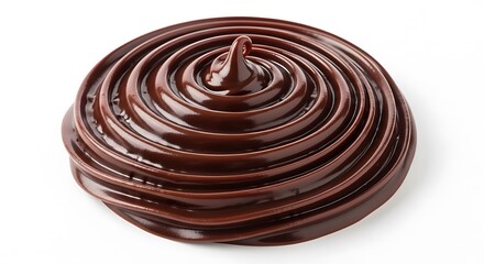 Glossy Chocolate Swirl: Rich, Decadent, and Perfectly Piped on White Background