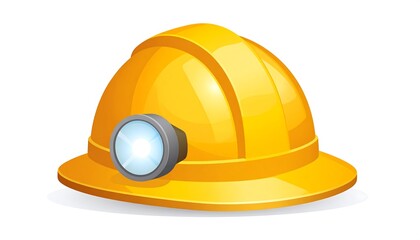 Cartoon yellow hardhat with headlamp