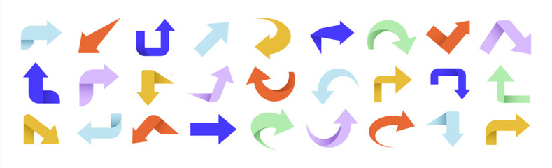 Set of color arrow icons, pointing up, down, left and right icon, vector 10 eps.