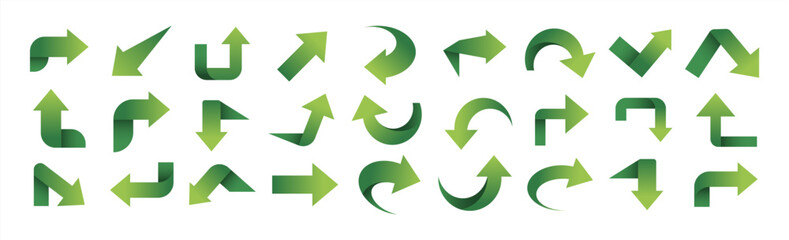 Set of green arrow icons, pointing up, down, left and right icon, vector 10 eps.