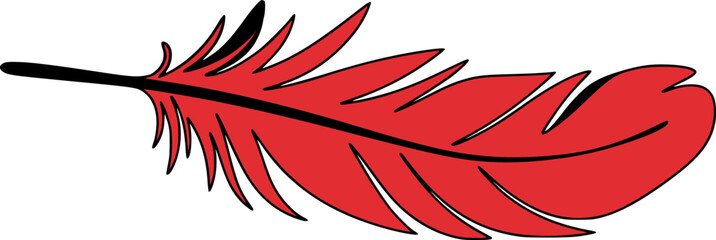 Red feather with black outline quill © Mehedy