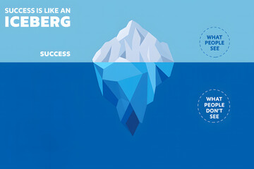 Iceberg of Success: An iceberg symbolizes the hidden efforts behind success in business. The image inspires reflection on hard work.