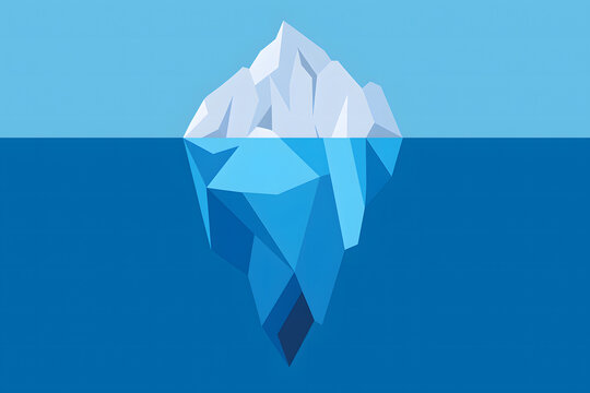 Iceberg's Depth: An artistic illustration depicts a submerged iceberg, highlighting the vastness hidden beneath the surface, evoking intrigue and contemplation. 