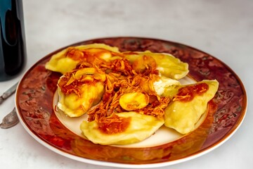 The best and most traditional Ukrainian food known as perohê, verenyky or pierogi