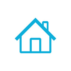 Simple Blue House Icon: Minimalist Home Sweet Home Design Element for Website, App, or Brochure.