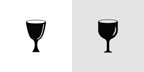 Simple Black and White Wine Glass Icon: Elegant, Minimalist Design for Website or App.