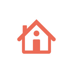 Modern Coral House Icon: Minimalist Home Symbol, Simple Design, Warm Feeling.