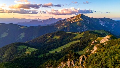 Panoramic mountain vista at sunset (3)