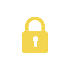 Simple Yellow Padlock Icon: Security, Safety, and Privacy Concept