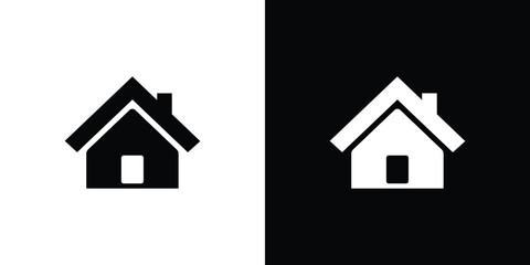 Simple Home Icon: Black and White Minimalist House Symbol for Website, App, or Print Design.