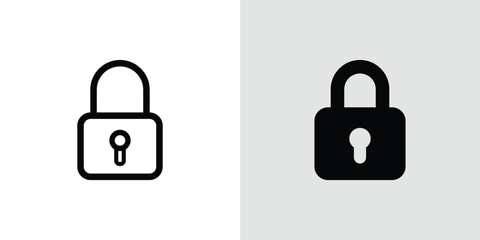 Simple Padlock Icons: Black and Outline Styles for Security and Privacy Concepts.