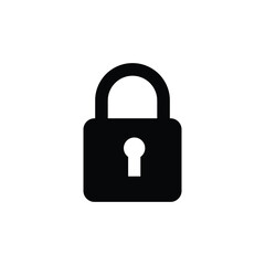 Simple Black Padlock Icon: Security, Privacy, and Protection Symbol