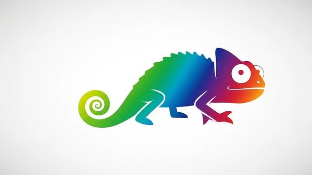 Colorful Chameleon Illustration with Rainbow Gradient Effect.