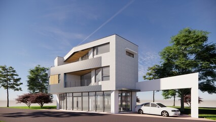 modern apartment building with balconies