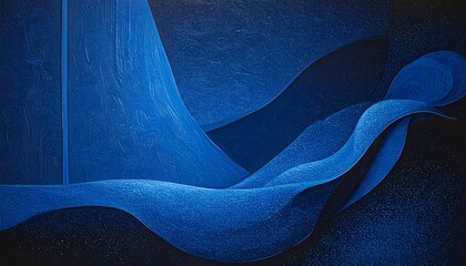Abstract blue and dark blue flowing shapes