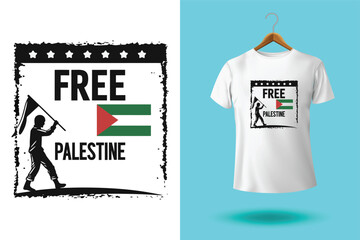Free Palestine design with Palestine flag. Designing elements for placard, poster, banner, t-shirt.
