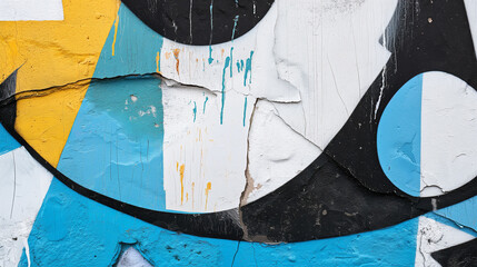  Fragmento de Parede Antiga com Grafite Abstrato Colorido