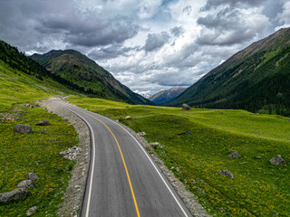 Fototapeta premium Aerial Photography of the Alpine Flower Sea in Ritang County, Sichuan Province, China