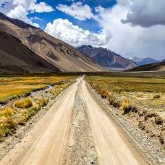 Mountain road through a valley