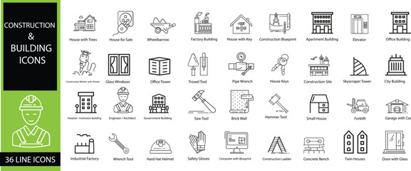 &ldquo;Construction & Building Icons &ndash; Real Estate, Architecture and Tools Vector Set&rdquo;