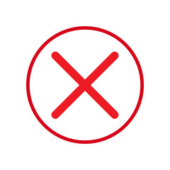 Obraz premium Red x mark inside a red circle symbol for no or incorrect