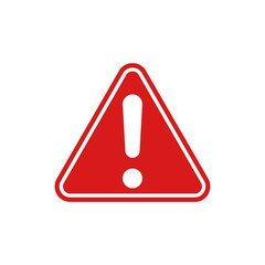Red triangle warning sign with exclamation mark and circle