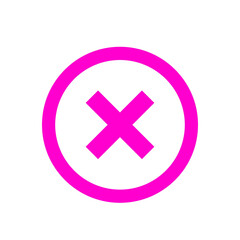 Fototapeta premium Bright pink circle with a cross symbol on white background