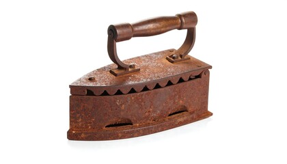 Antique iron with rust and frost