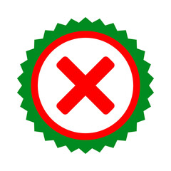 Obraz premium Red x mark inside a green and red circular badge icon