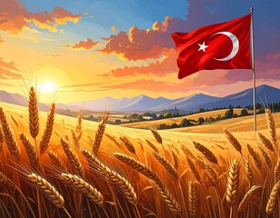 Golden Harvest of Turkey at Sunrise