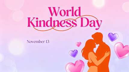 The characters embracing each other and the element of love represent World Friendship Day, the concept of love and kindness, and are suitable for emotional expression scenes on Friendship Day.
