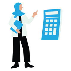 Flat Style Muslim Woman Financial Manager Illustration