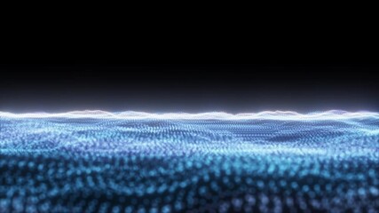 A mesmerizing 4k animation of lavender and white neon particles forming a dynamic wave on a dark background. Ideal for digital intros, abstract backgrounds, and modern visual design. - Powered by Adobe