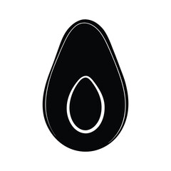 Black Silhouette of a Halved Avocado with Pit fruit