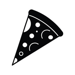 Black Silhouette of a Pizza Slice with Toppings Keywords: pizza, slice, food, italian, cuisine