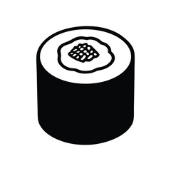 Black Silhouette of a Sushi Roll maki black and white