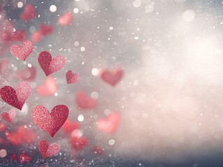 Romantic Valentine's Day Background with Glittering Hearts for Special Occasions