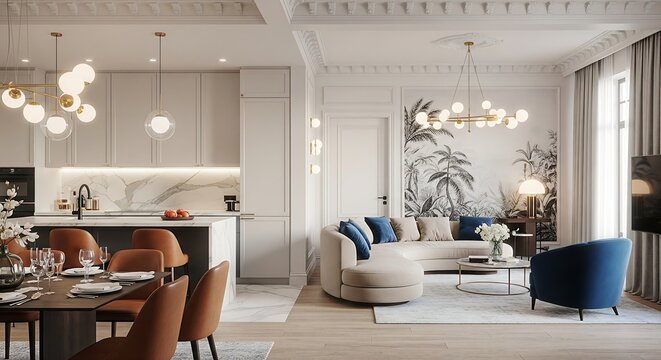 Elegant Open-Plan Living: Modern Interior Design