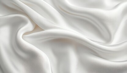 Obraz premium Smooth white silk fabric with elegant natural folds and gentle waves creating a soft and luxurious texture