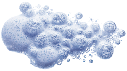 Abstract white foam bubbles cluster isolated on transparent background
